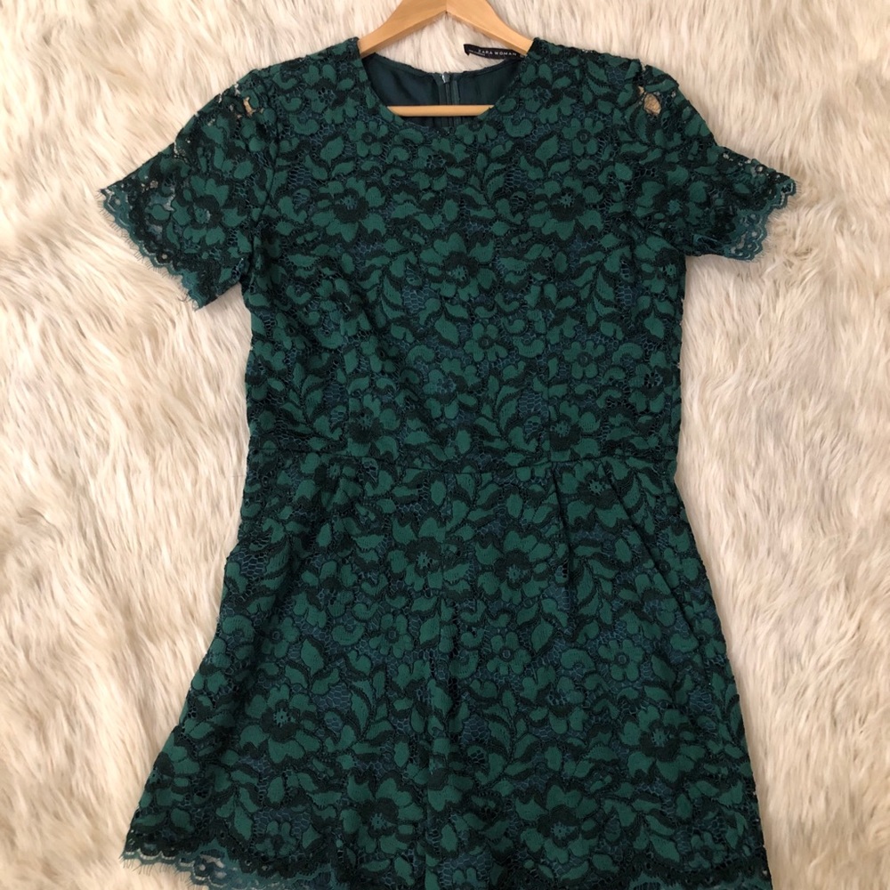 ZARA Emerald Green Lace Romper